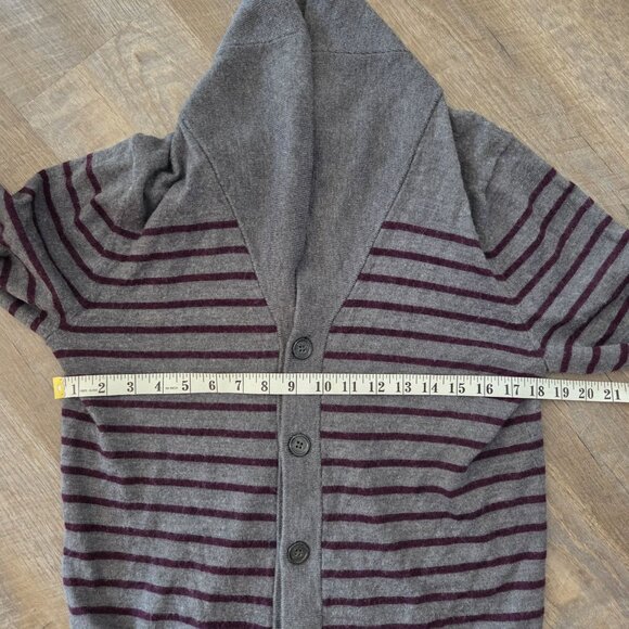 Banana Republic Mens Size M Gray Striped Shawl Collar Merino Wool Cardigan - Picture 8 of 9